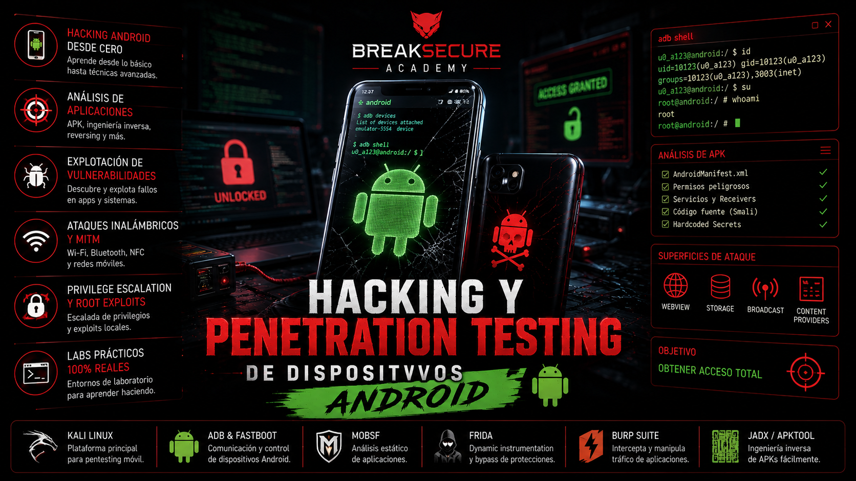 Portada del curso Hacking y Penetration Testing de Dispositivos Android