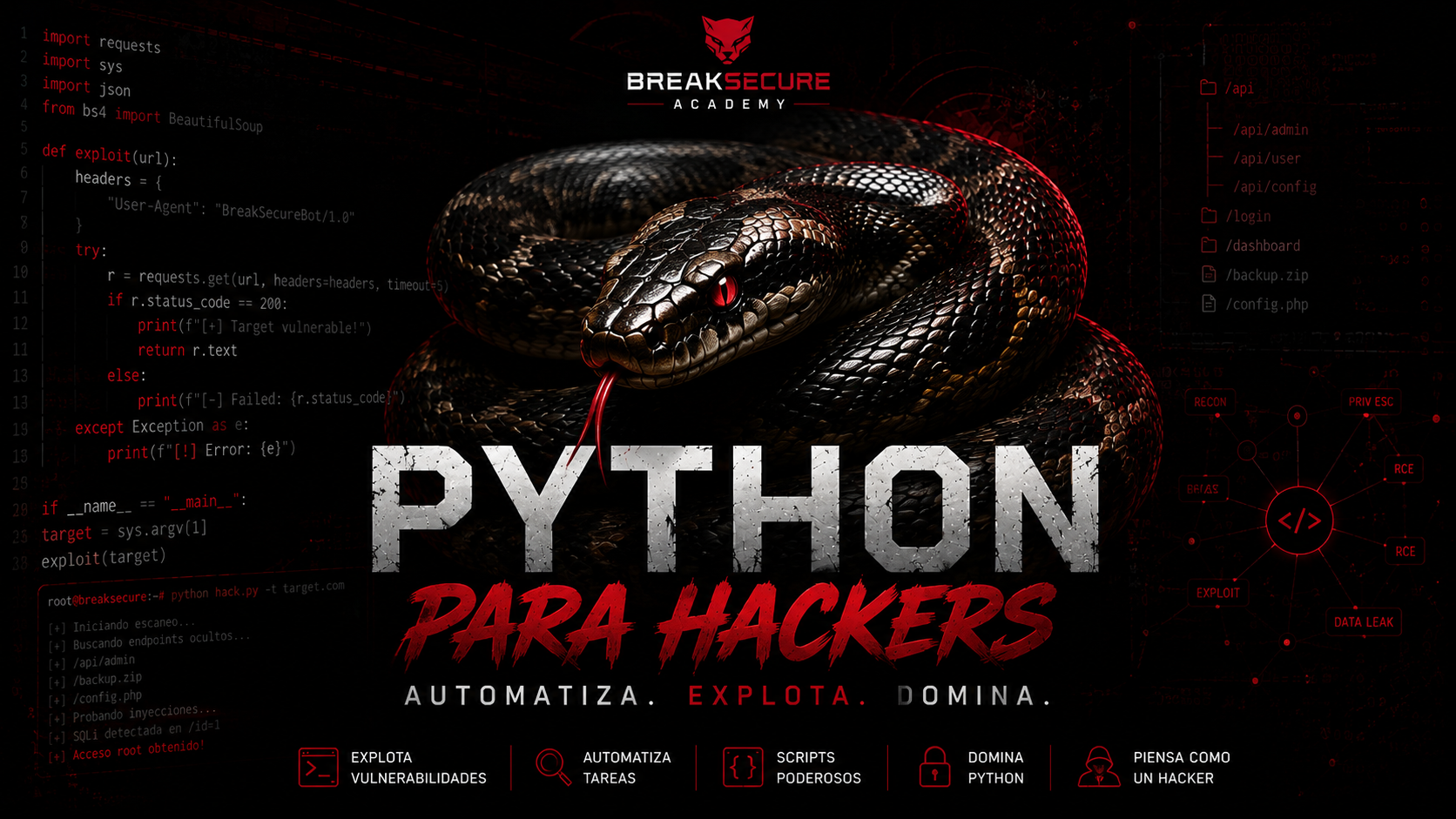 Portada del curso Python para Hacking Ético y Pentesting